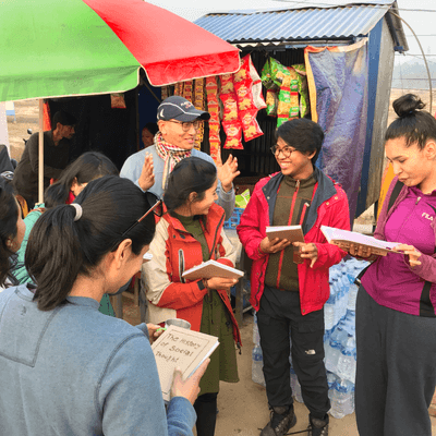 Man looking out over Kathmandu