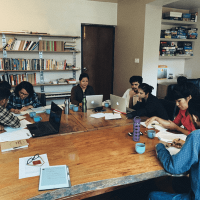 Man looking out over Kathmandu